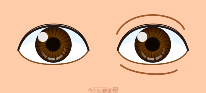 左は一重の目。右は平行二重と涙袋のある目。のイラスト