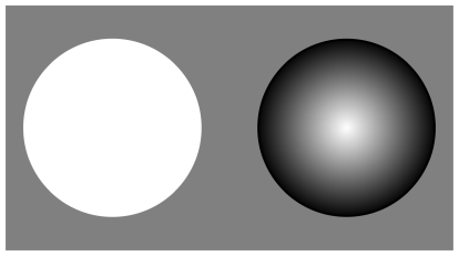 左に白い丸と右に黒い丸のイラスト